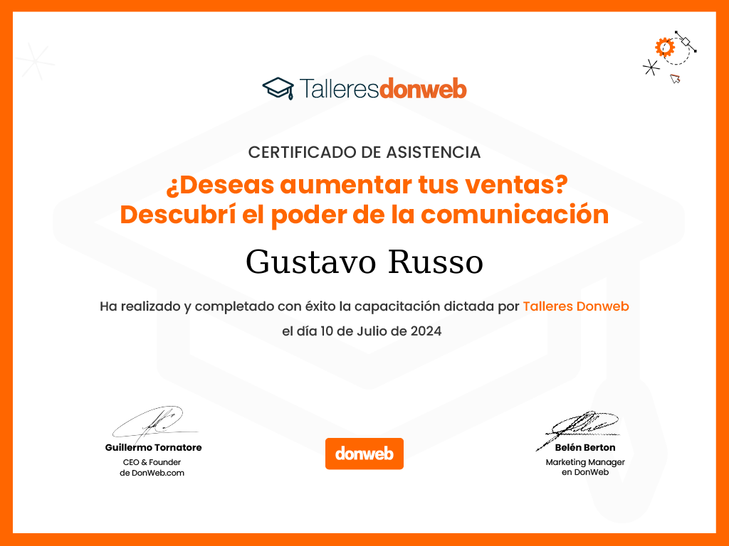 Certificado de asistencia · Talleres DonWeb