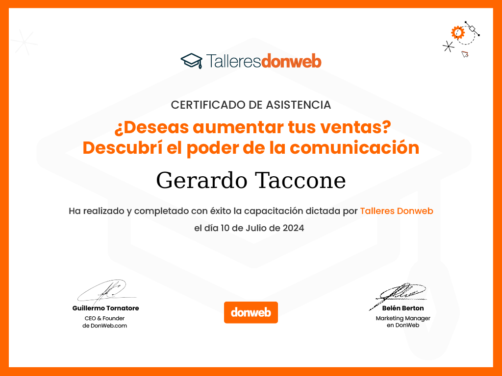 Certificado de asistencia · Talleres DonWeb