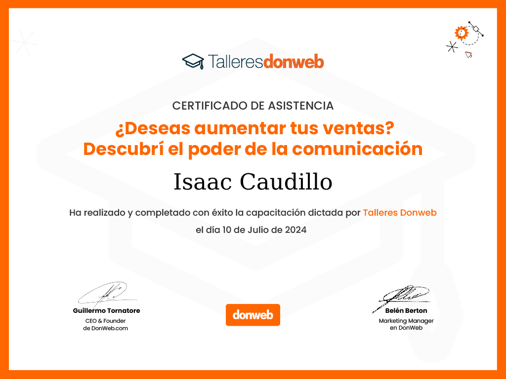 Certificado de asistencia · Talleres DonWeb