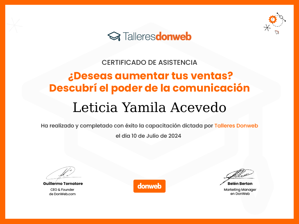Certificado de asistencia · Talleres DonWeb
