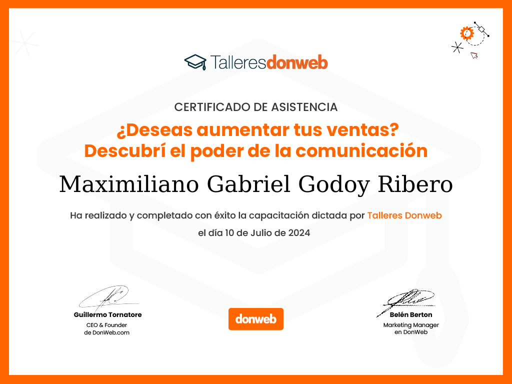 Certificado de asistencia · Talleres DonWeb