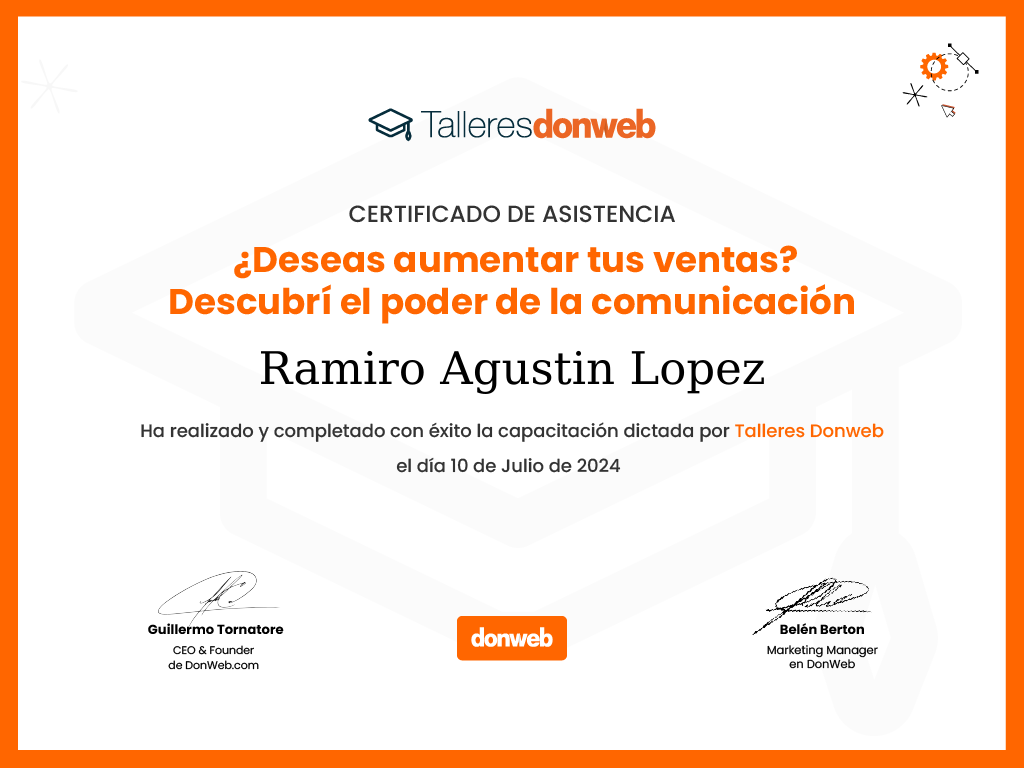 Certificado de asistencia · Talleres DonWeb
