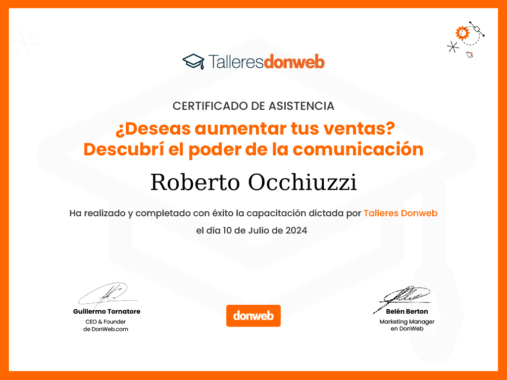 Certificado de asistencia · Talleres DonWeb