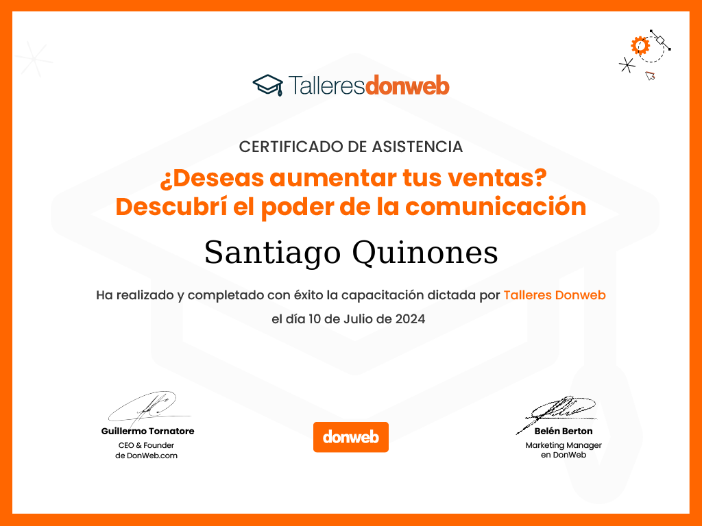 Certificado de asistencia · Talleres DonWeb