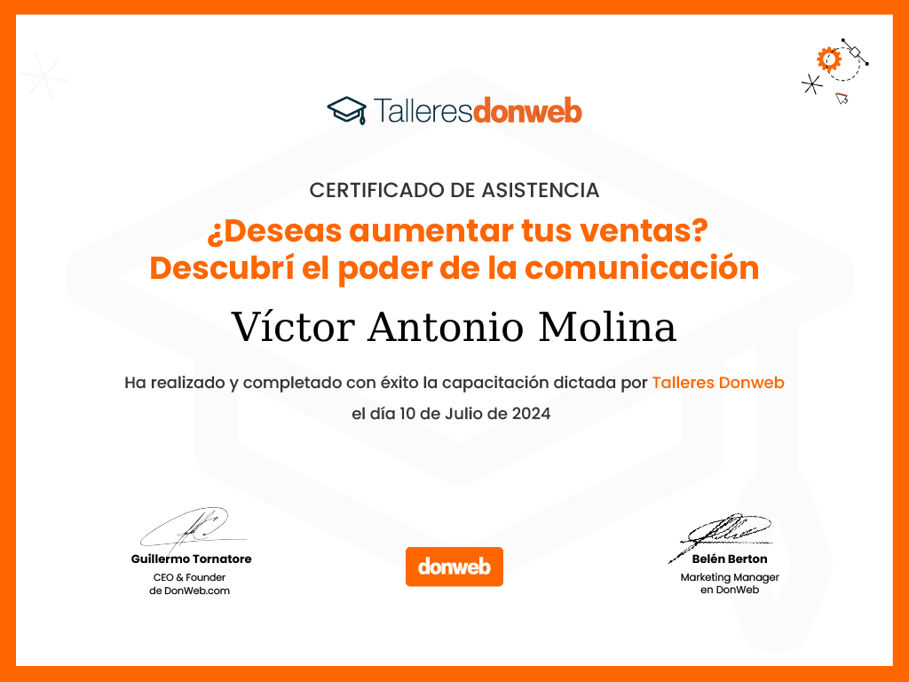 Certificado de asistencia · Talleres DonWeb
