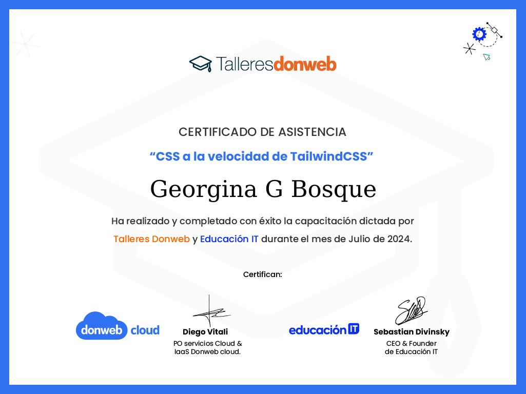 Certificado de asistencia · Talleres DonWeb
