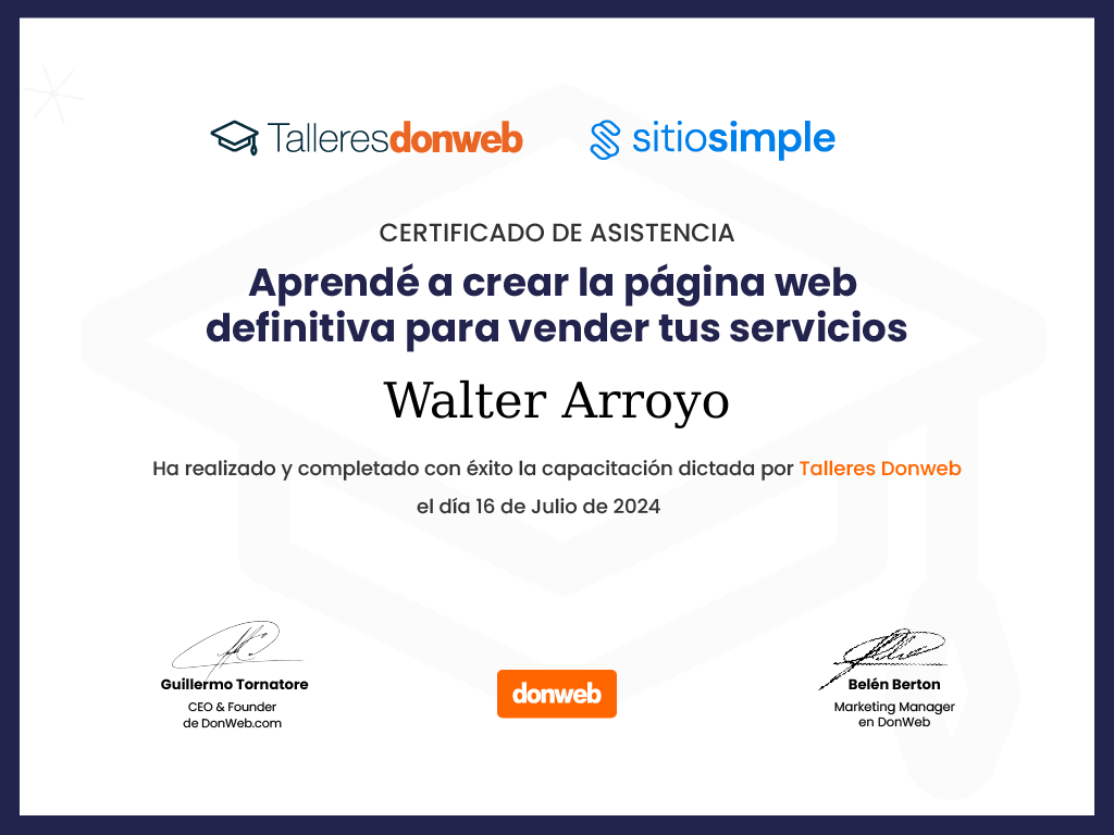 Certificado de asistencia · Talleres DonWeb