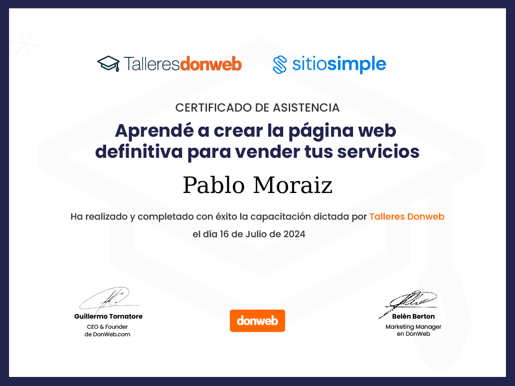 Certificado de asistencia · Talleres DonWeb