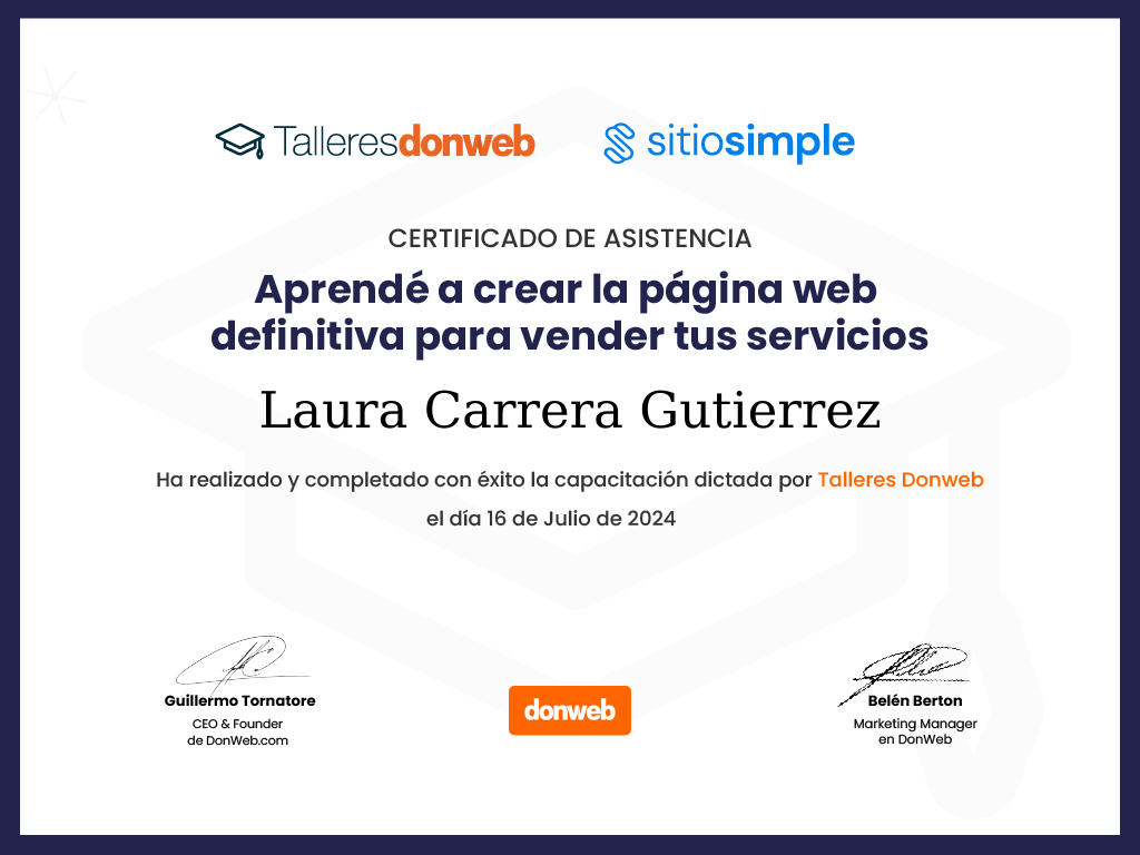 Certificado de asistencia · Talleres DonWeb