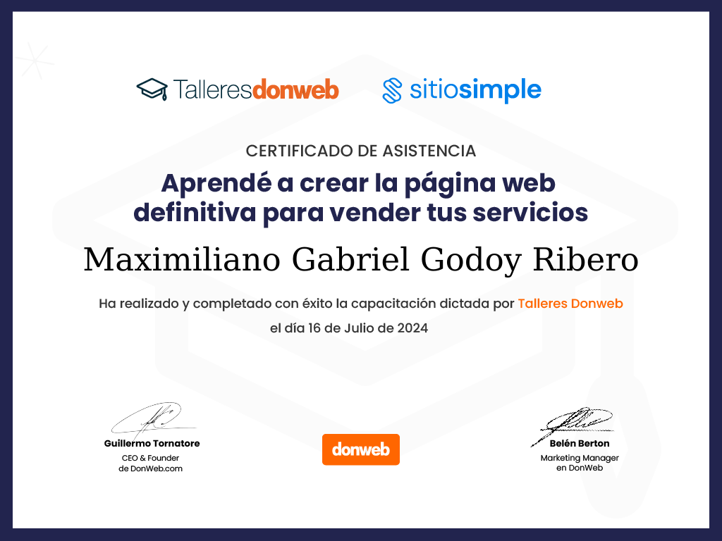 Certificado de asistencia · Talleres DonWeb