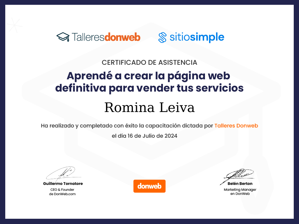 Certificado de asistencia · Talleres DonWeb