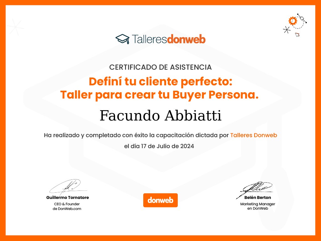 Certificado de asistencia · Talleres DonWeb