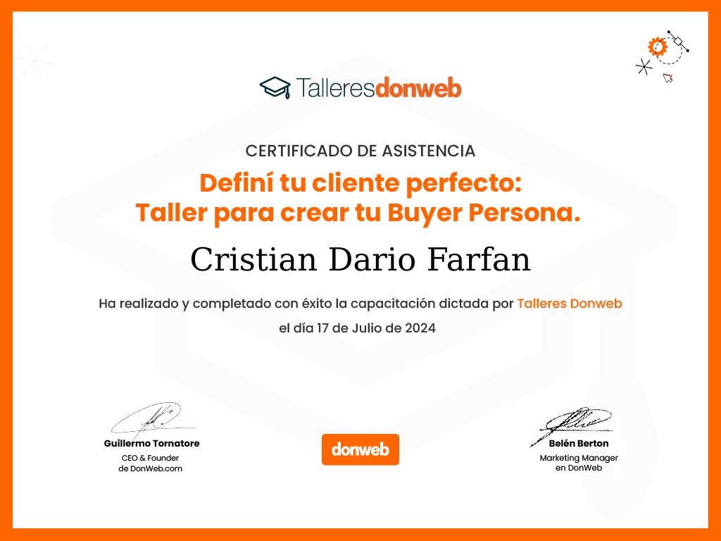 Certificado de asistencia · Talleres DonWeb
