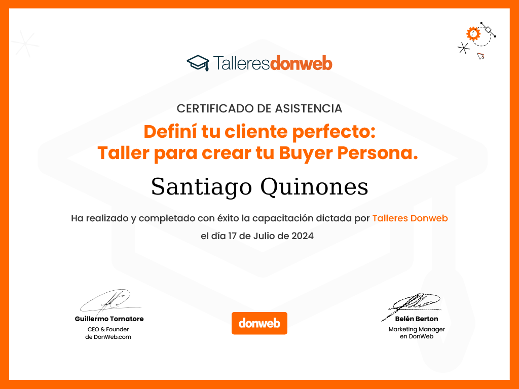 Certificado de asistencia · Talleres DonWeb