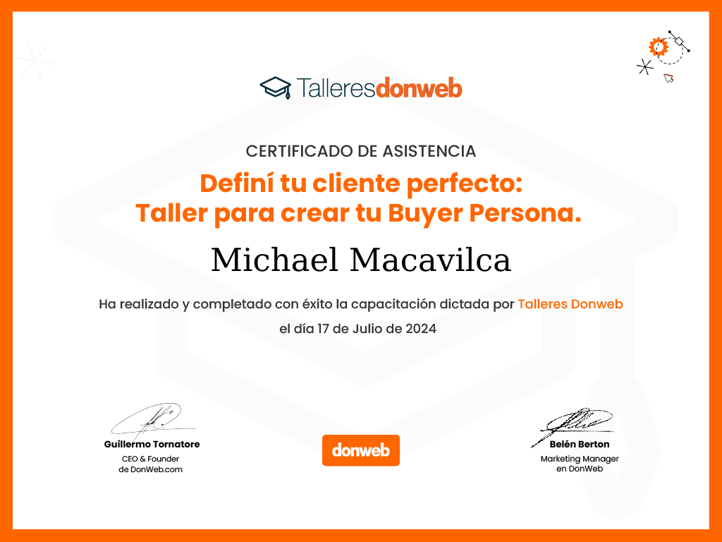 Certificado de asistencia · Talleres DonWeb