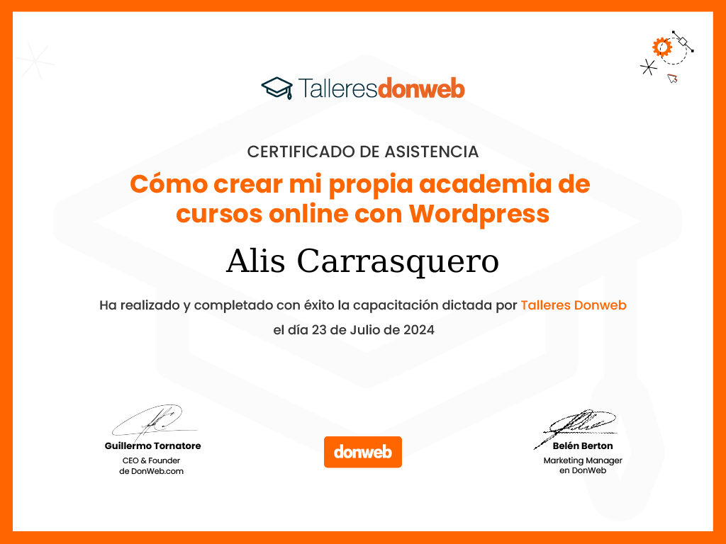 Certificado de asistencia · Talleres DonWeb