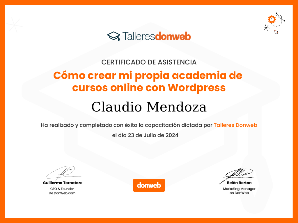Certificado de asistencia · Talleres DonWeb