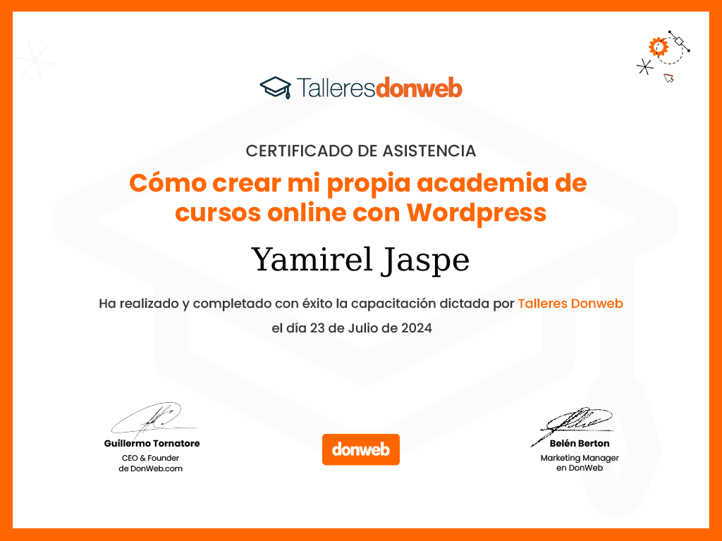 Certificado de asistencia · Talleres DonWeb