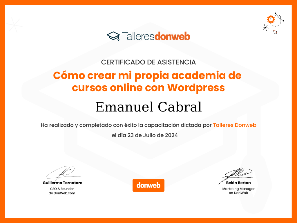 Certificado de asistencia · Talleres DonWeb