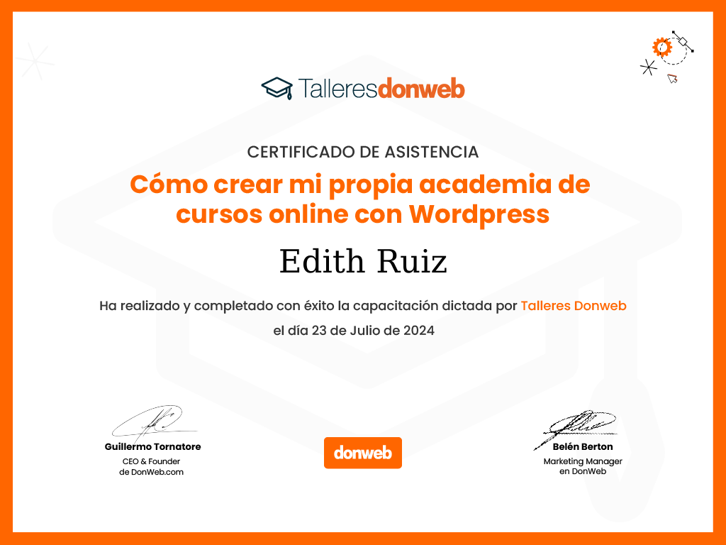 Certificado de asistencia · Talleres DonWeb
