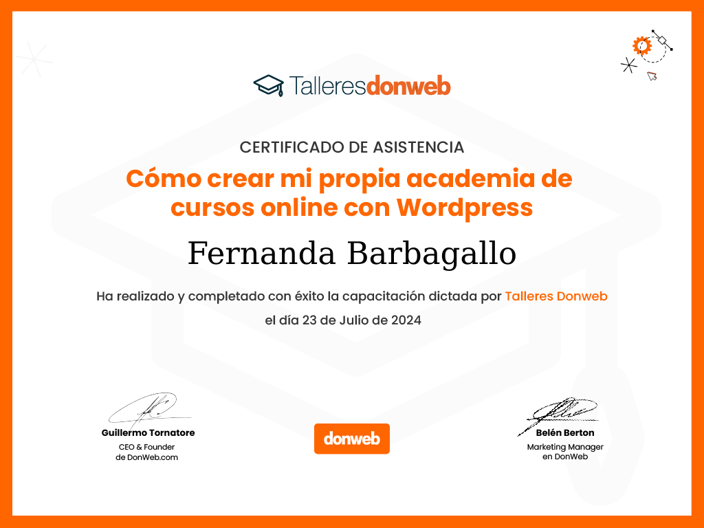 Certificado de asistencia · Talleres DonWeb
