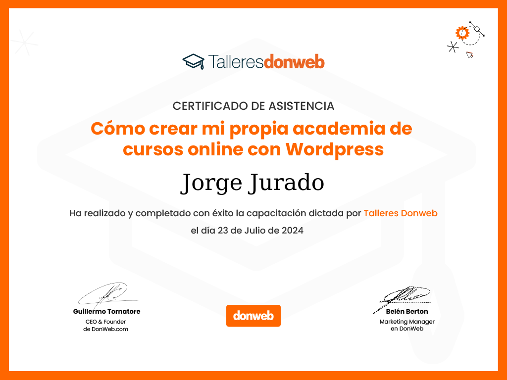 Certificado de asistencia · Talleres DonWeb