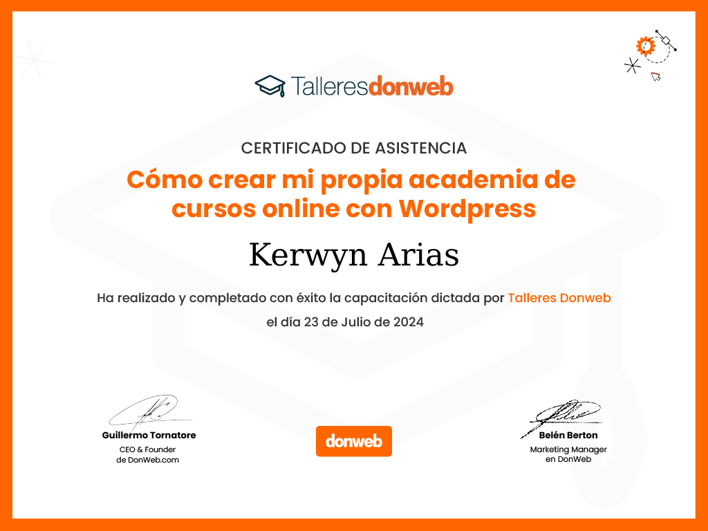 Certificado de asistencia · Talleres DonWeb