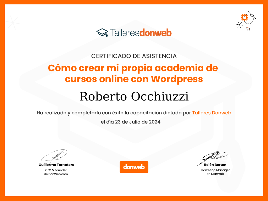 Certificado de asistencia · Talleres DonWeb