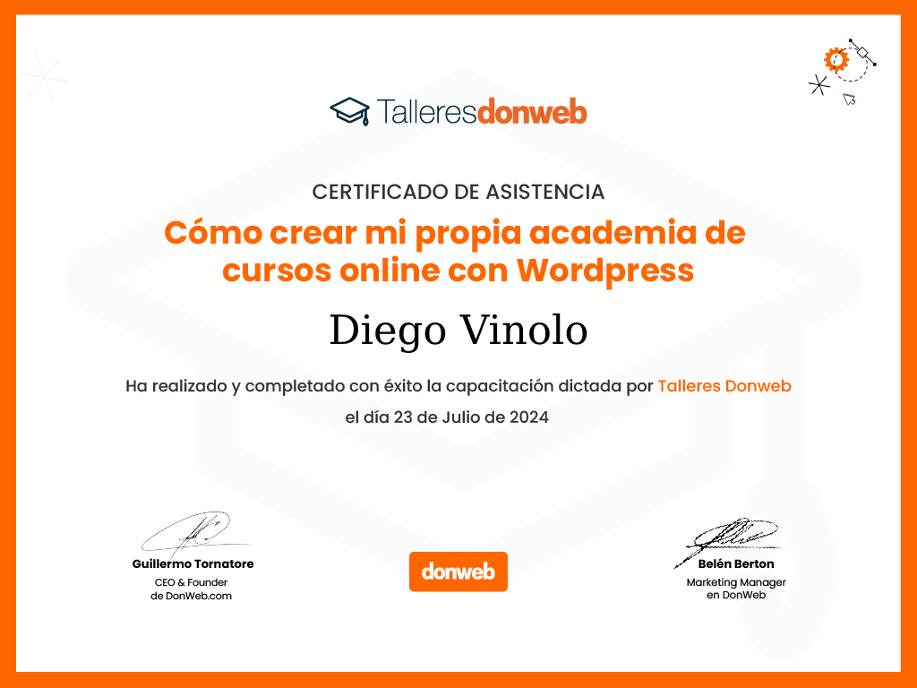 Certificado de asistencia · Talleres DonWeb