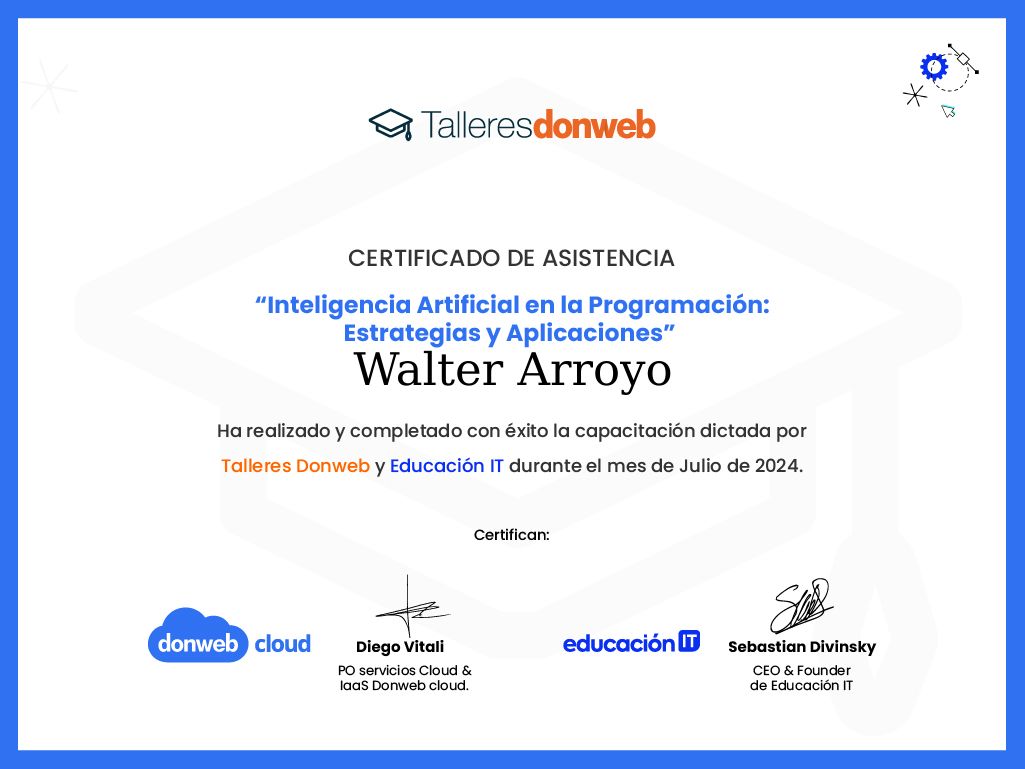 Certificado de asistencia · Talleres DonWeb
