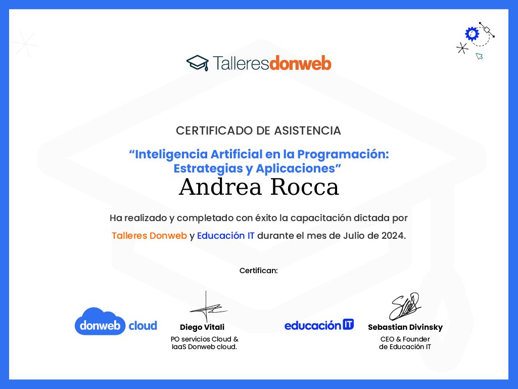 Certificado de asistencia · Talleres DonWeb