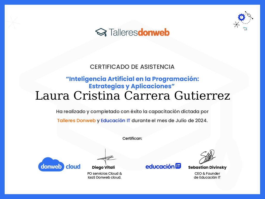 Certificado de asistencia · Talleres DonWeb