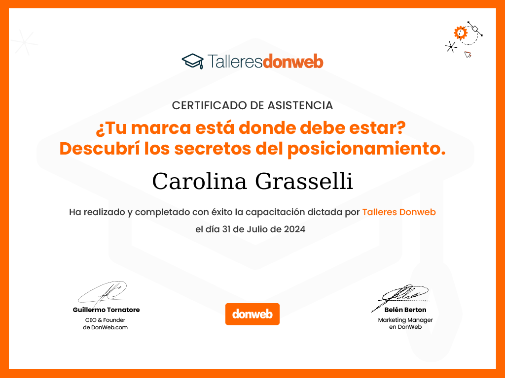 Certificado de asistencia · Talleres DonWeb