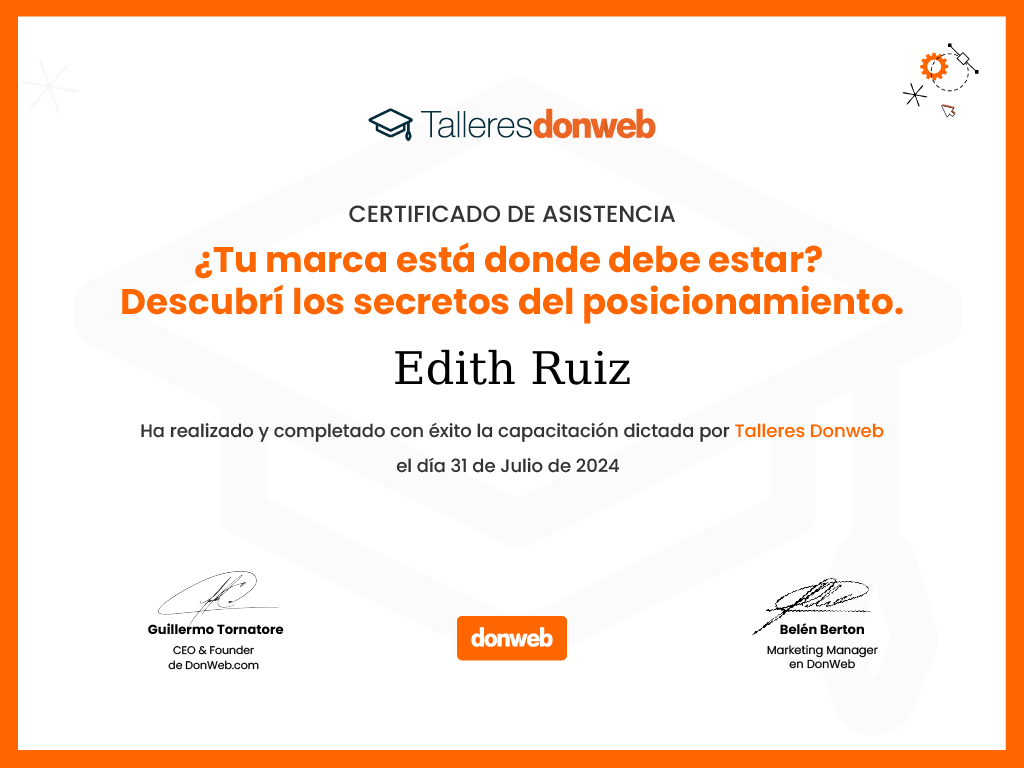 Certificado de asistencia · Talleres DonWeb