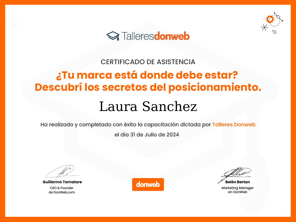 Certificado de asistencia · Talleres DonWeb