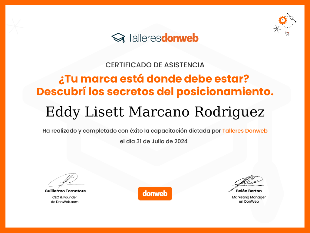 Certificado de asistencia · Talleres DonWeb