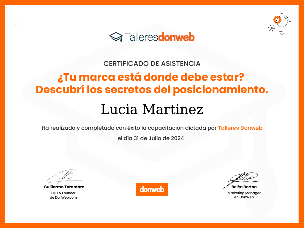 Certificado de asistencia · Talleres DonWeb