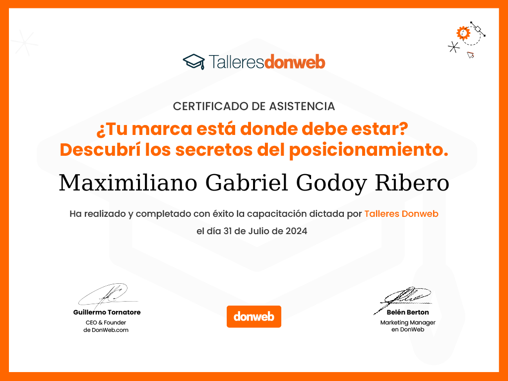 Certificado de asistencia · Talleres DonWeb