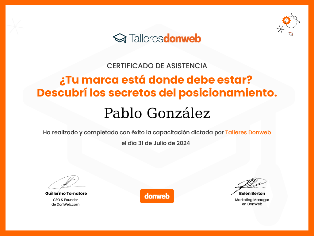 Certificado de asistencia · Talleres DonWeb