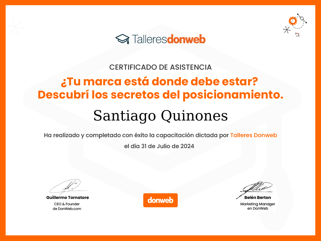 Certificado de asistencia · Talleres DonWeb