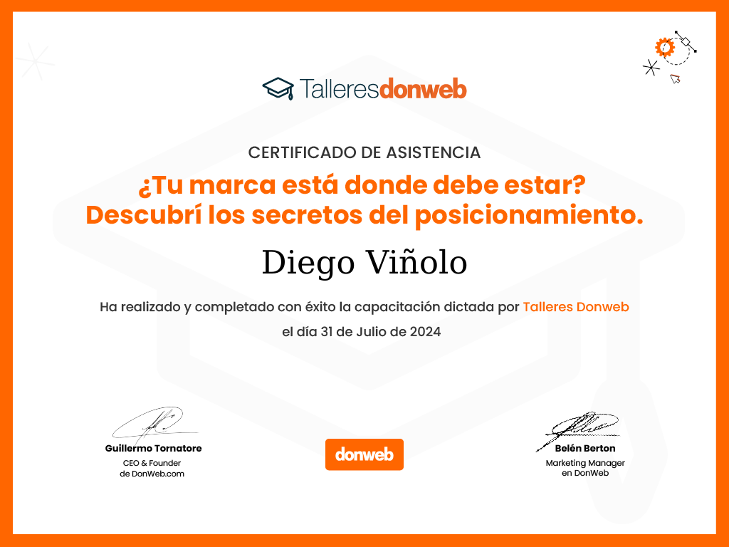 Certificado de asistencia · Talleres DonWeb