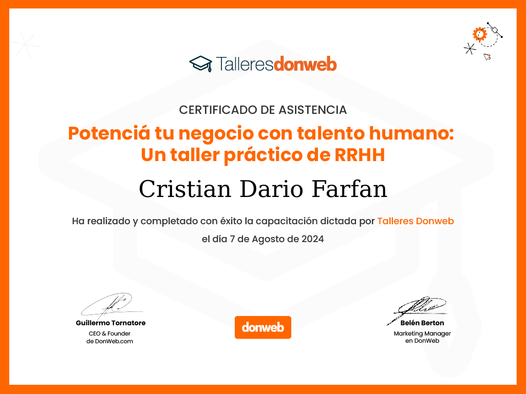 Certificado de asistencia · Talleres DonWeb