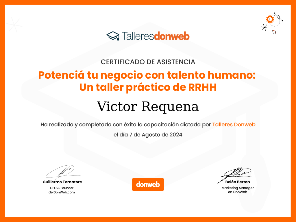 Certificado de asistencia · Talleres DonWeb