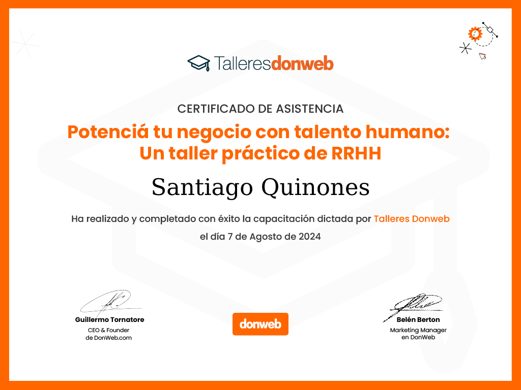 Certificado de asistencia · Talleres DonWeb