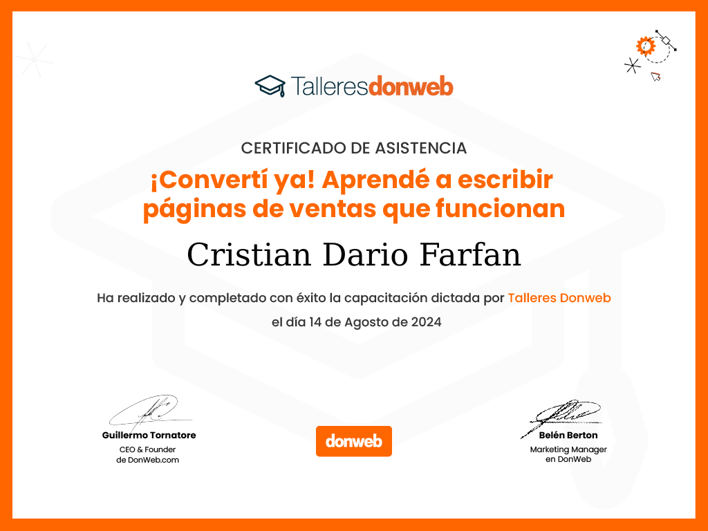 Certificado de asistencia · Talleres DonWeb