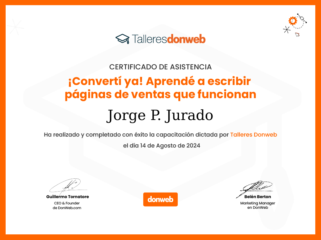 Certificado de asistencia · Talleres DonWeb