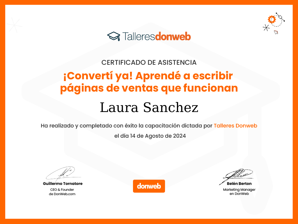 Certificado de asistencia · Talleres DonWeb