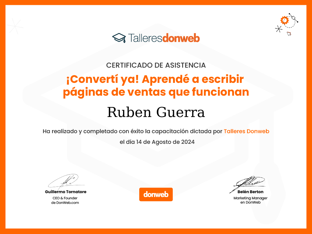 Certificado de asistencia · Talleres DonWeb