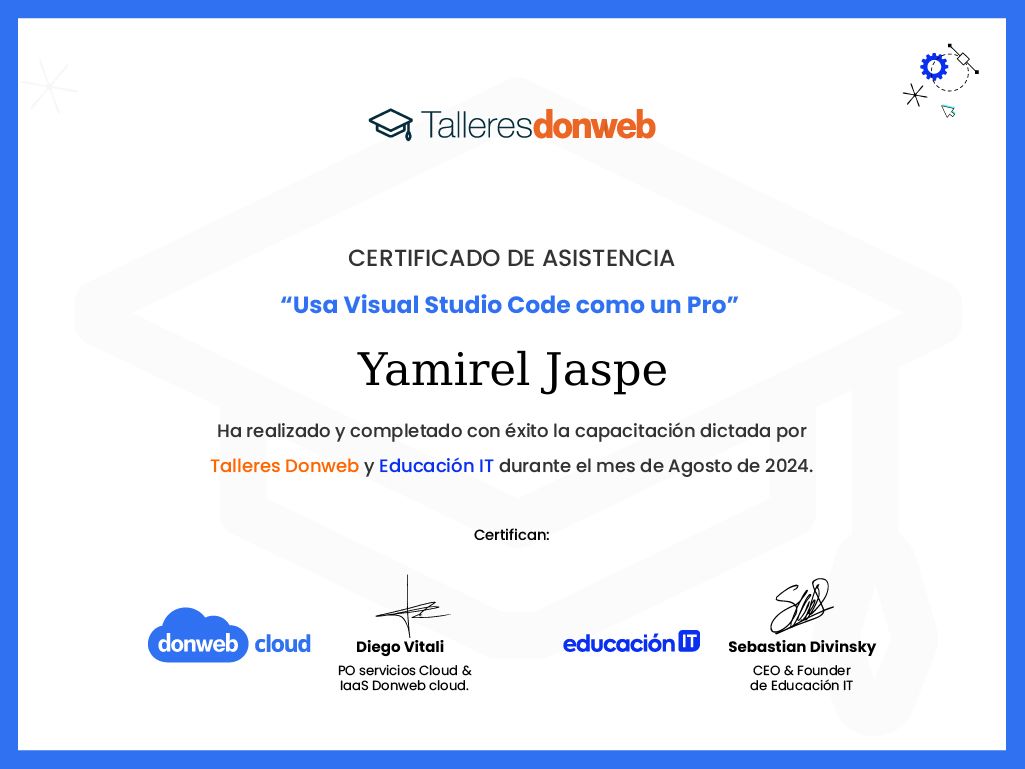 Certificado de asistencia · Talleres DonWeb
