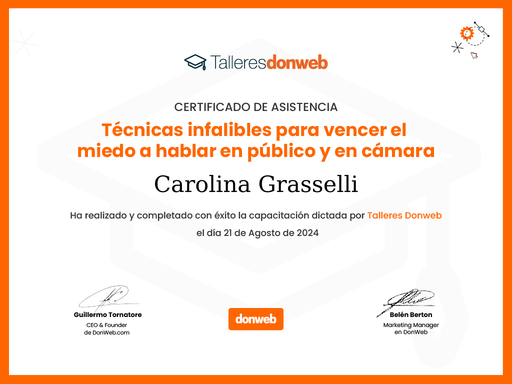 Certificado de asistencia · Talleres DonWeb
